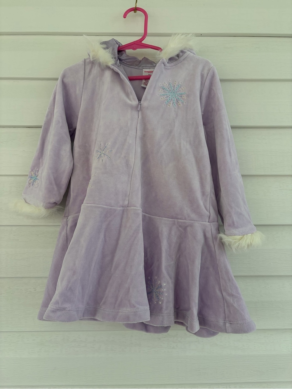 Gymboree Vintage Lavender Ski Dress 3T NWT Y2K Snowflake Velour Faux Fur